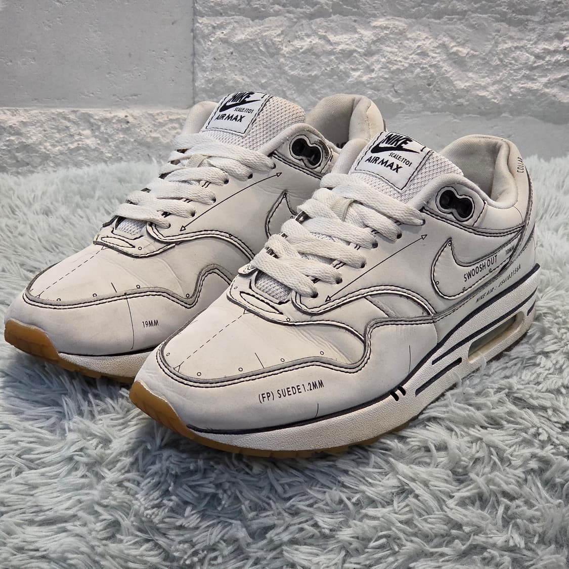 7q-23:나이키 에어맥스 1 스케치 투 셀프 화이트 (23cm)-희귀템 상품이미지1