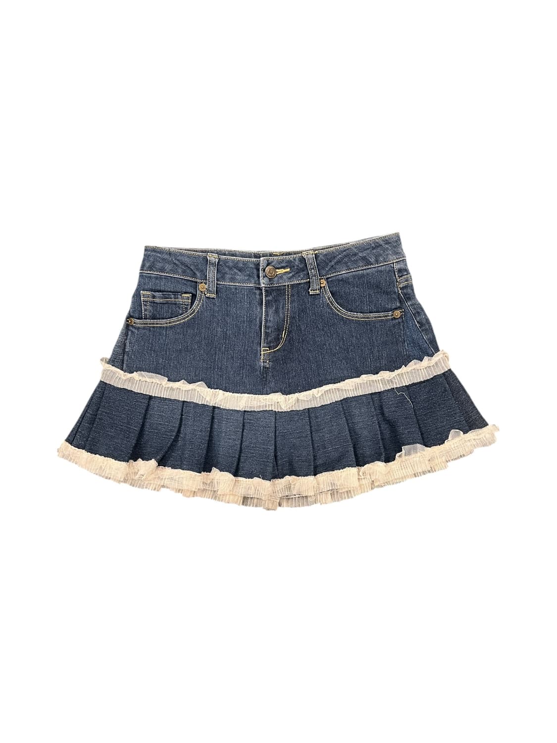 JPN 리워크 데님 프릴 미니스커트 S 상품이미지1