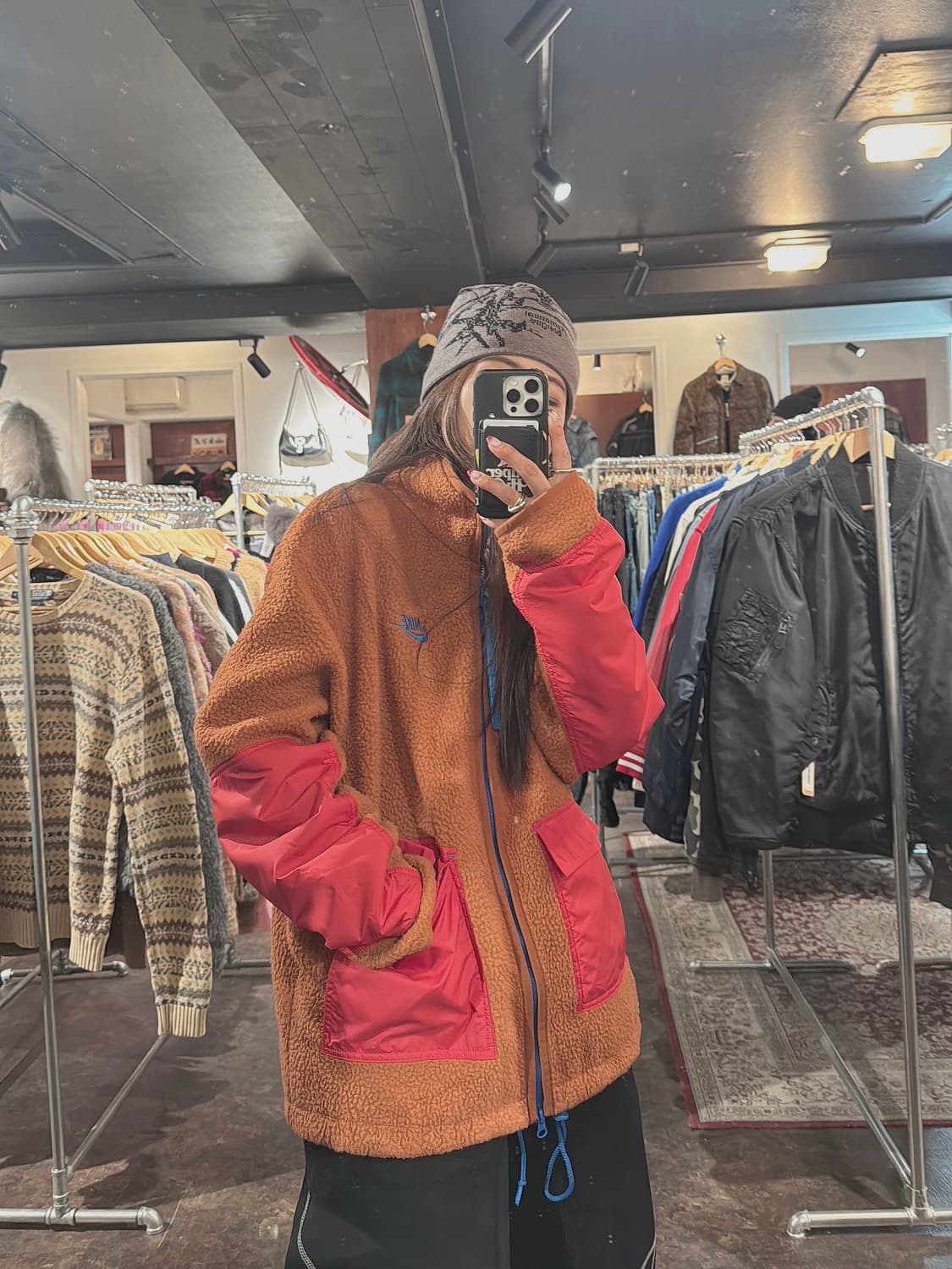 나이키 빈티지 에센셜 쉐르파 플리스 풀집 자켓 양털 뽀글이 후리스 S 상품이미지9