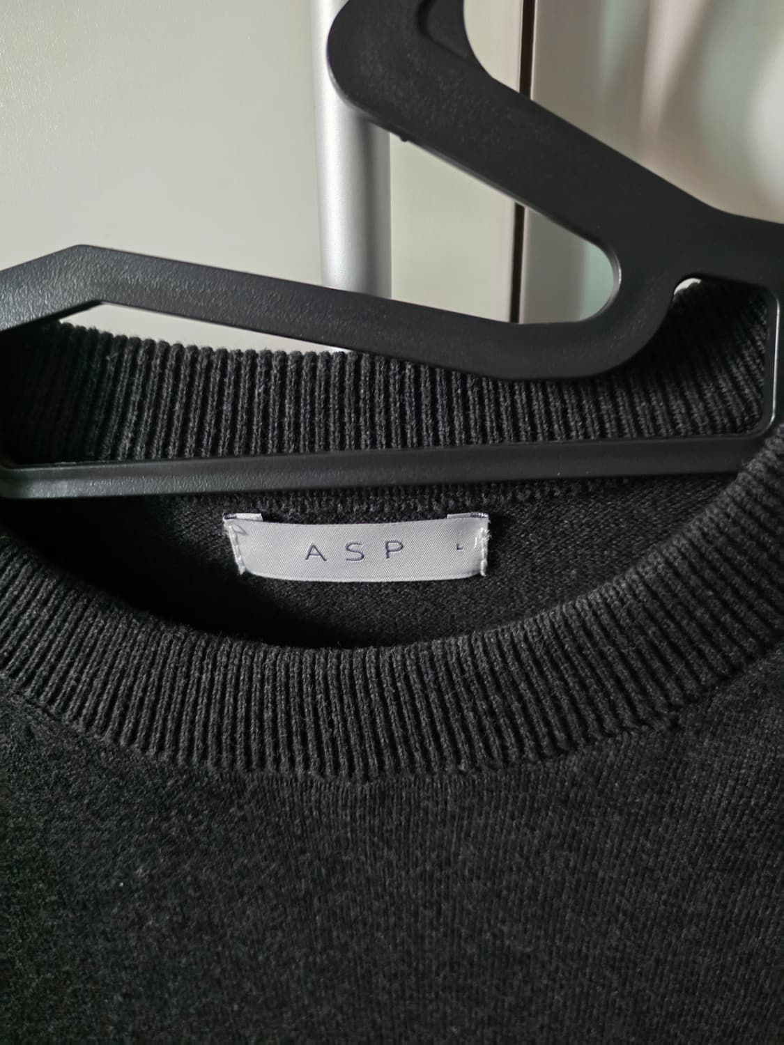 (L)애습 에센셜 코튼 크루넥 니트 멜란지 챠콜 상품이미지2