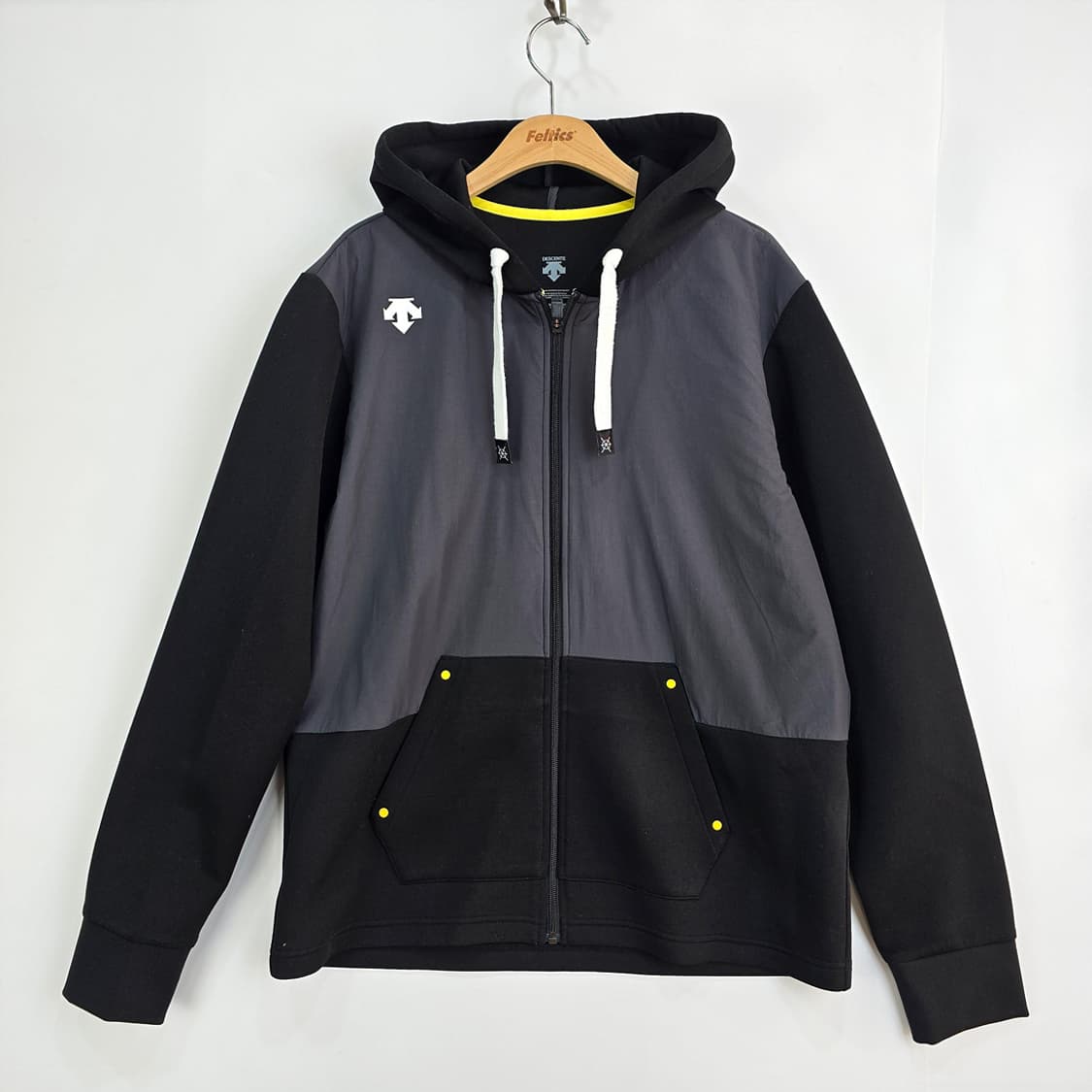 데상트 Descente 배색 후드집업 블랙/그레이 110 상품이미지1