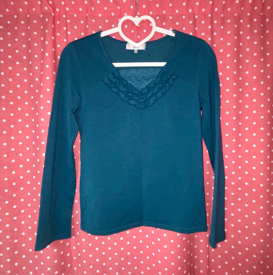 [POUR QUOI] 레이스 스퀘어넥 티셔츠 상품이미지1