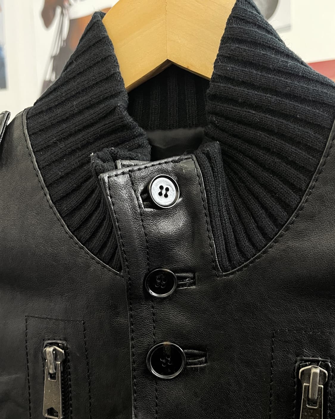 올드 빈티지 리얼 램스킨 하이넥 블루종 상품이미지7