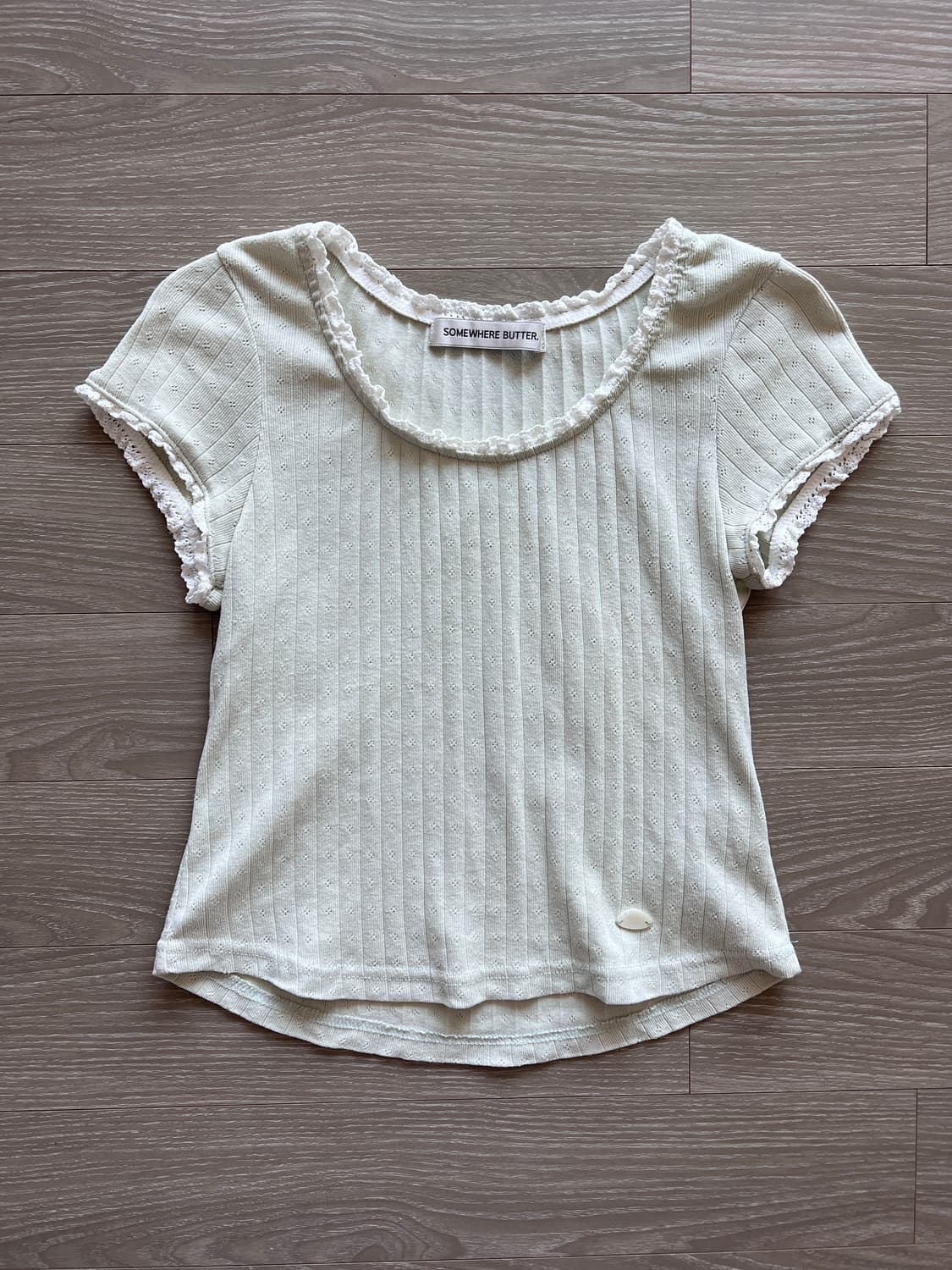 썸웨어버터 민트 티셔츠 Lace pendant scoop top 상품이미지2