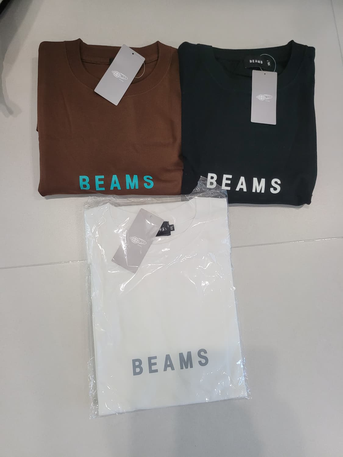 📌 [새상품] BEAMS 빔즈 로고 반팔 티셔츠 (브라운 화이트 블랙) 상품이미지1
