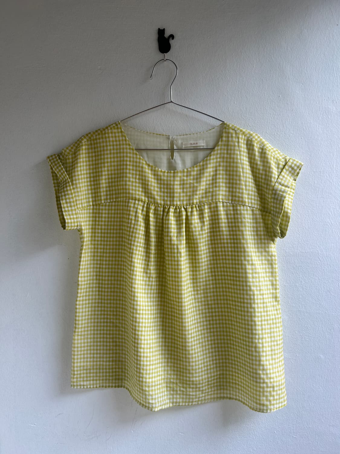 연두 깅엄 블라우스  상품이미지1