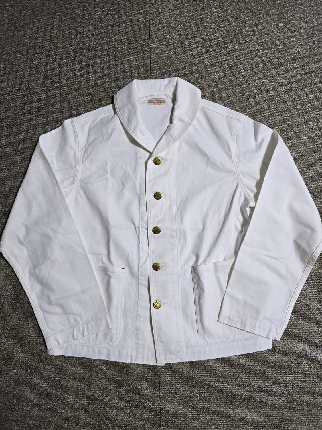 타임원클로딩 엣라스트 엣라코 데님 세일러 커버올 자켓44 화이트 부처프로 상품이미지1