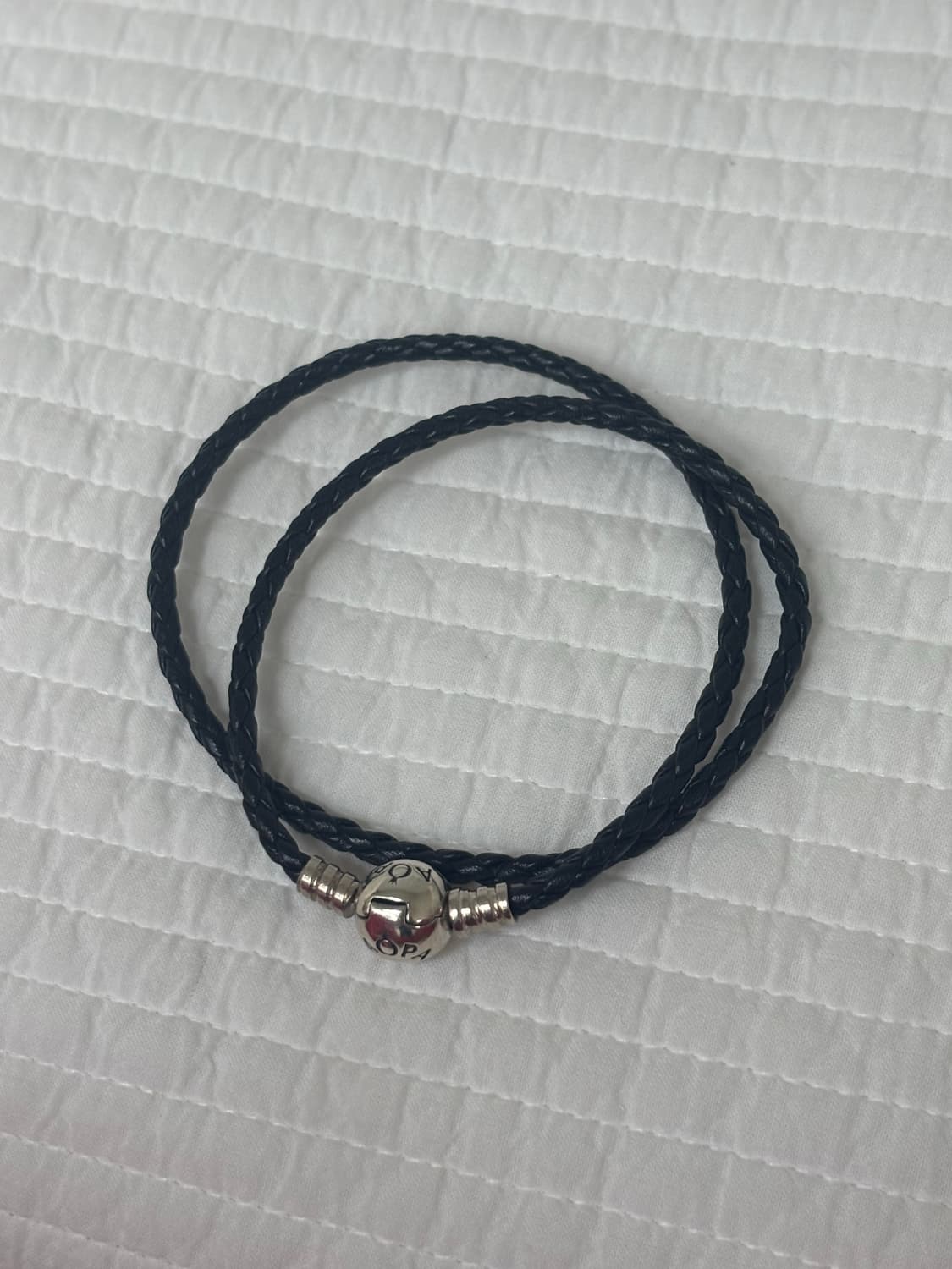 판도라 모멘츠 더블 블랙 우븐 레더 브레이슬릿 상품이미지2