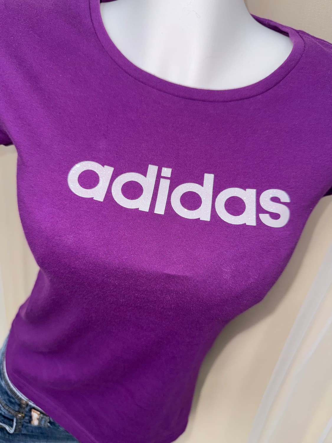 S ADIDAS 글리터 로고 반팔 티셔츠 상품이미지2