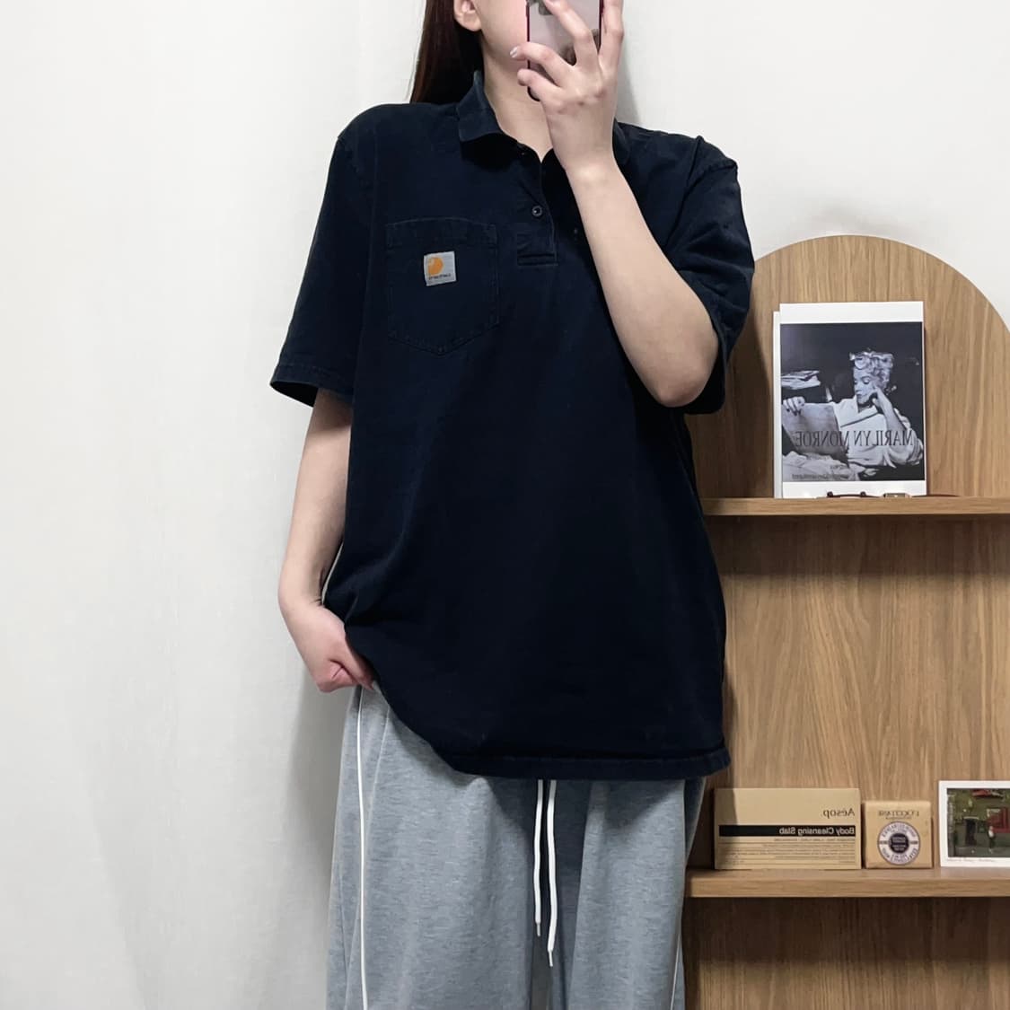 [정품] 칼하트 블랙 포켓 카라 반팔티 [ M ] 상품이미지1