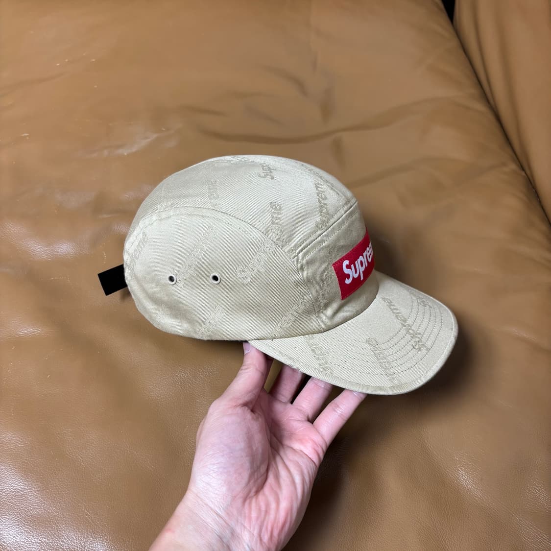 Supreme 슈프림 자카드 로고 워시드 탄 캠프캡 모자 (Tan) 상품이미지3