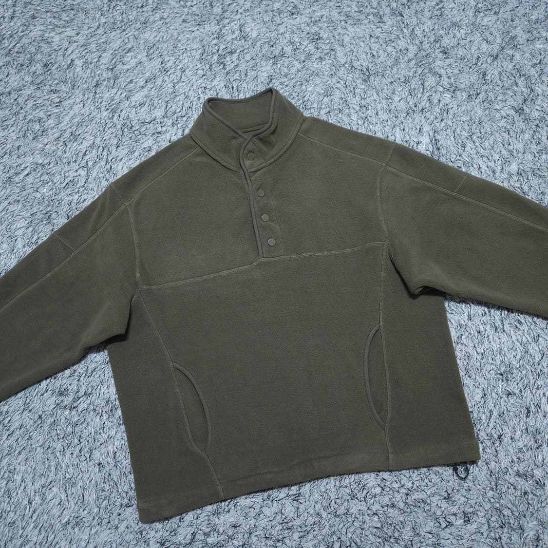 일꼬르소) M 남자 오버핏 뽀글이맨투맨 단추반집업 / 왕눈이샵 상품이미지2