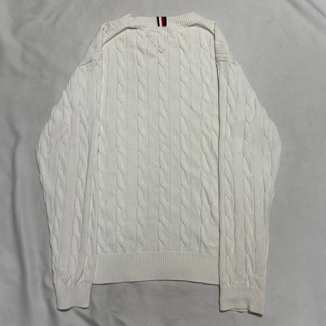 2XL 타미힐피거 화이트 케이블 니트 상품이미지3