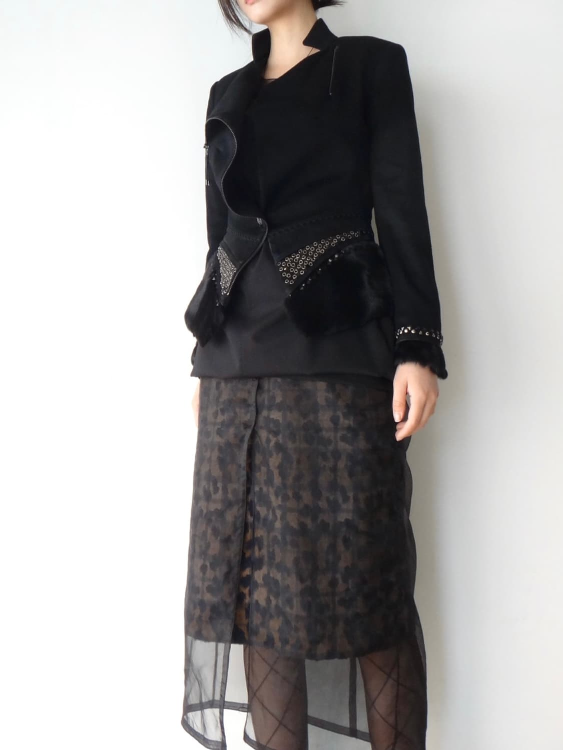 OBZEE fur & bize drape jacket / black 상품이미지9