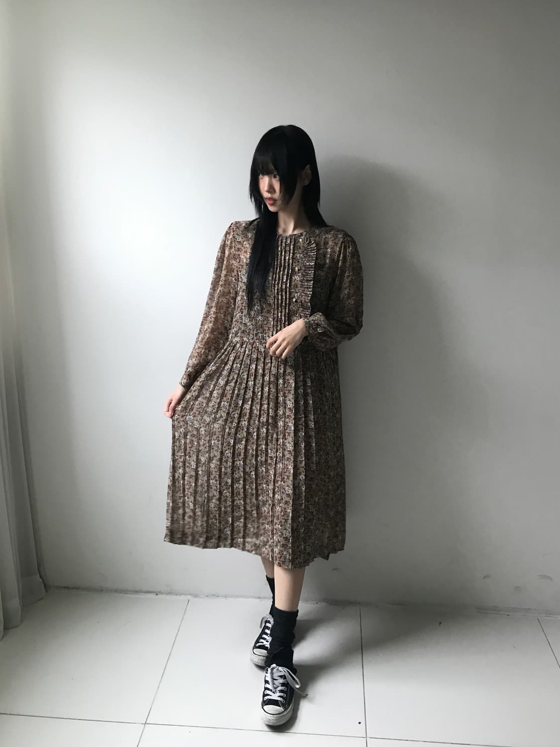 Ruffle collar pleats dress 상품이미지4