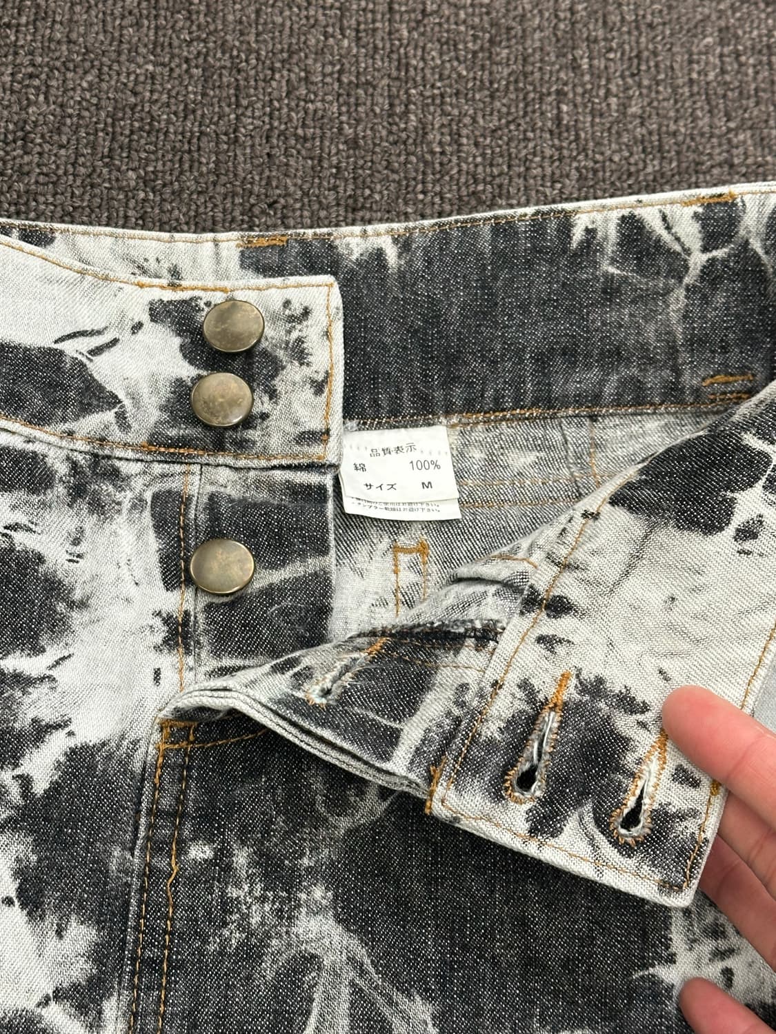 M)Japanese vintage 타이다이 워싱 데님 미디 스커트 상품이미지3