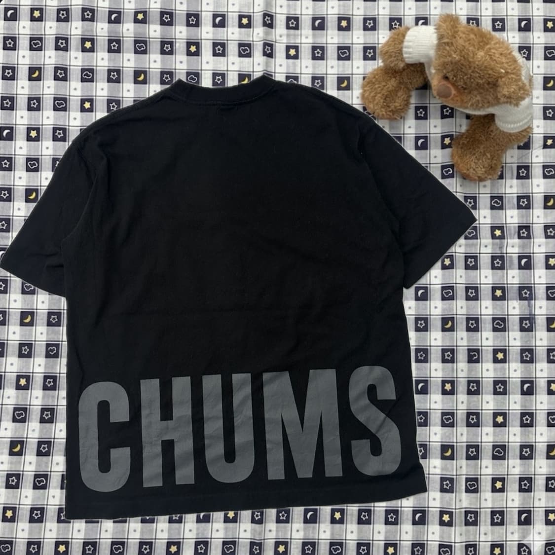 CHUMS 첨스 시크 프린팅 시티보이 베이직핏 블랙 반팔티셔츠 상품이미지2