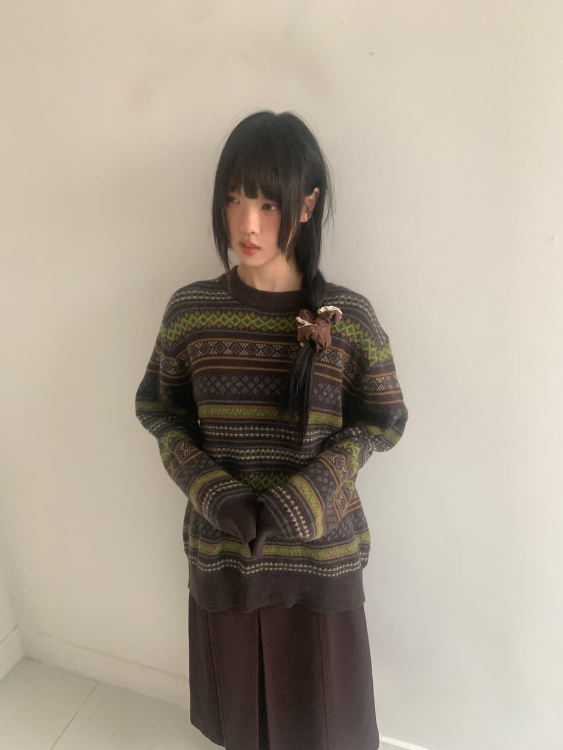 (Vintage)Wool slit long skirt 상품이미지2