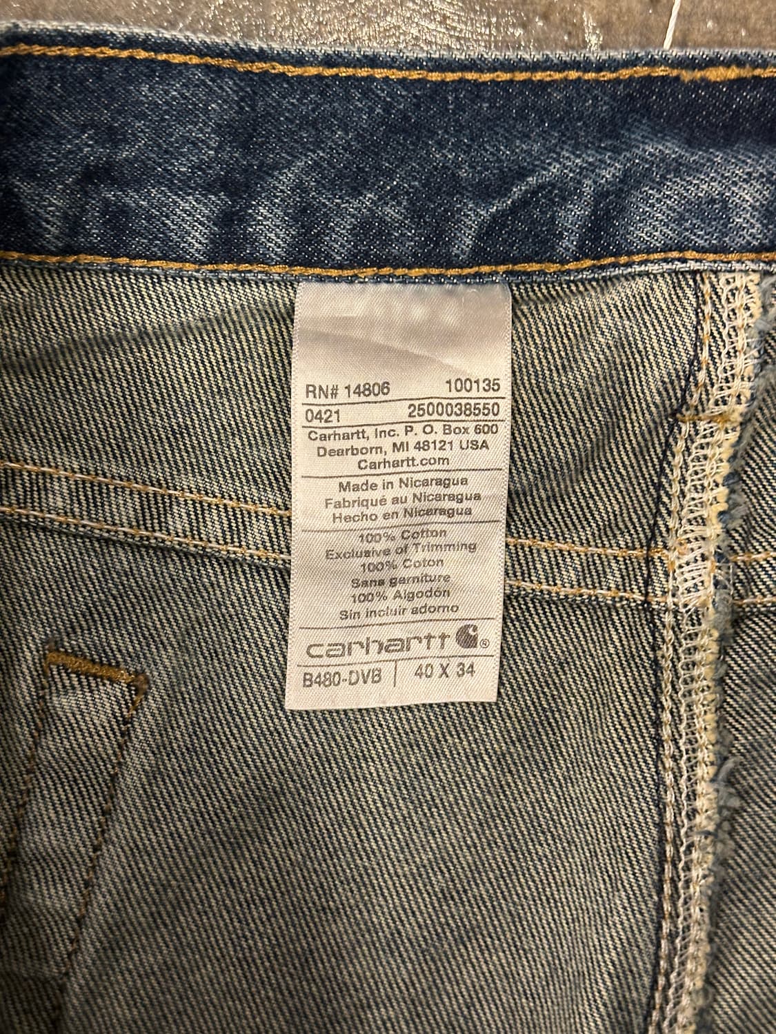 Carhartt 칼하트 14806 와이드핏 데님팬츠 40x34 상품이미지5
