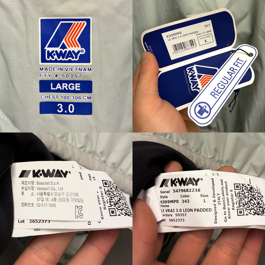 (L/103)k-way 까웨 le vrai 3.0 레옹 페디드 아노락자켓 상품이미지10