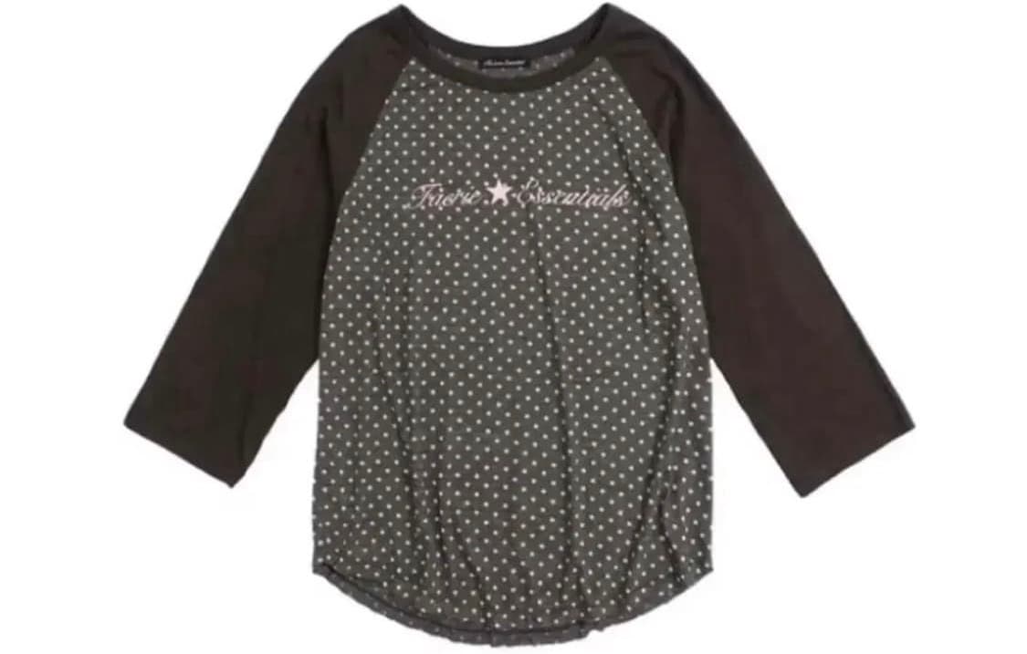 샵페어리 도트 레글런 슬리브탑 차콜 상품이미지1