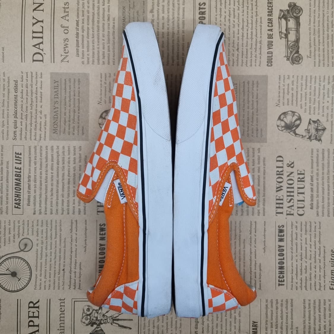 반스 체커보드 오렌지 남성슬립온265 상품이미지5