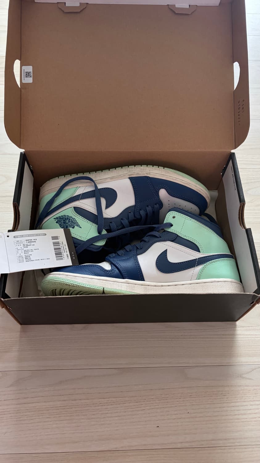 에어 조던 1 미드 블루 민트 250mm 상품이미지1