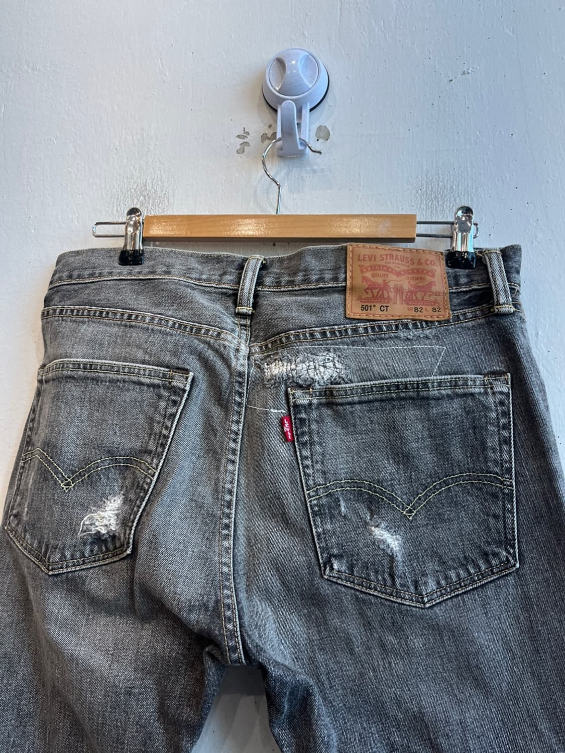 리바이스501CT 디스 워싱 블랙 데님팬츠 MADE IN MEXICO 상품이미지7