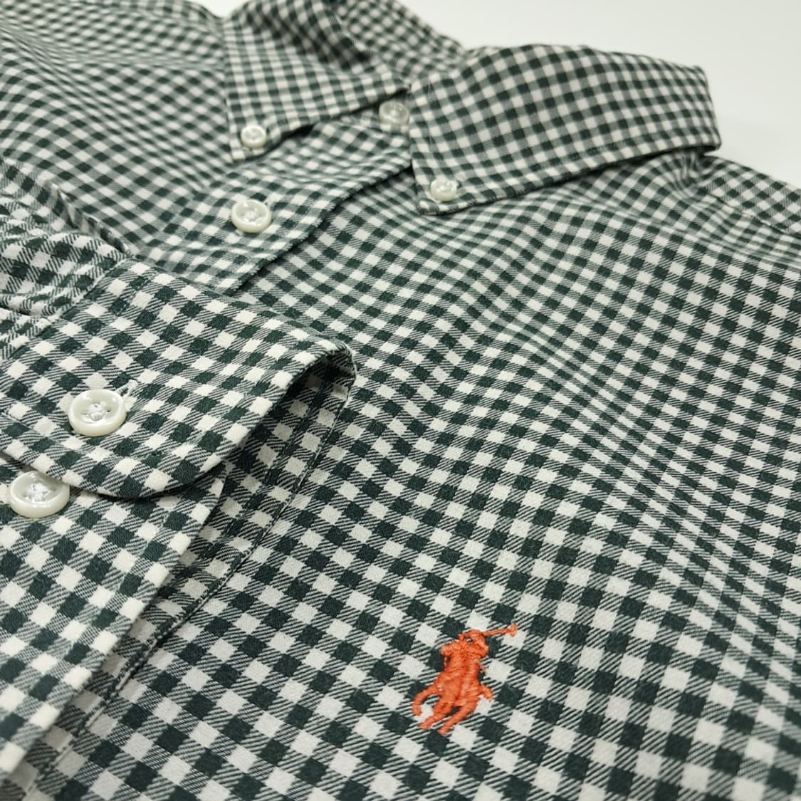 CL684 XL 폴로 90s 마이크로체크 딥그린 셔츠 남방 상품이미지4