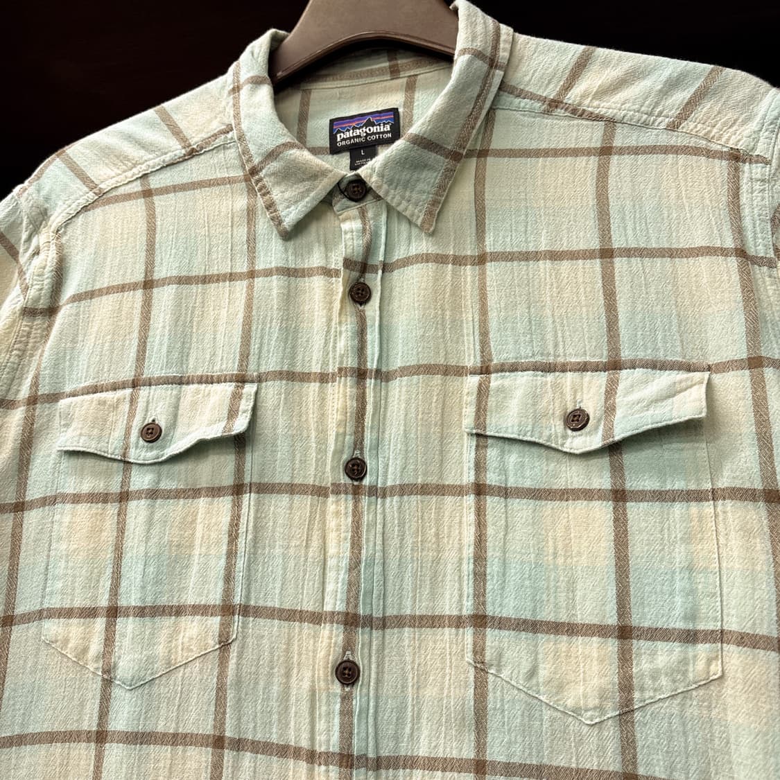 파타고니아 오가닉코튼 그라데이션 체크 시어서커 반팔셔츠 N1247 상품이미지5