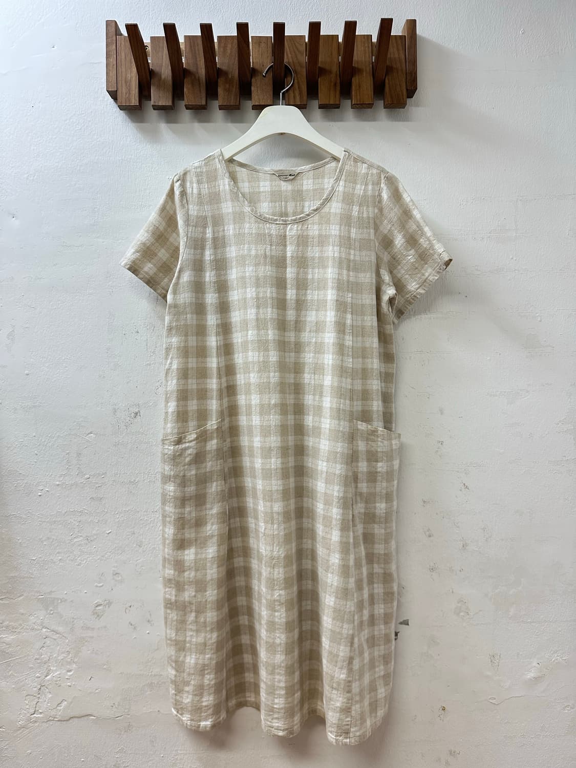 일본빈티지 사만사모스 린넨 코튼 체크 원피스 블라우스 상품이미지1