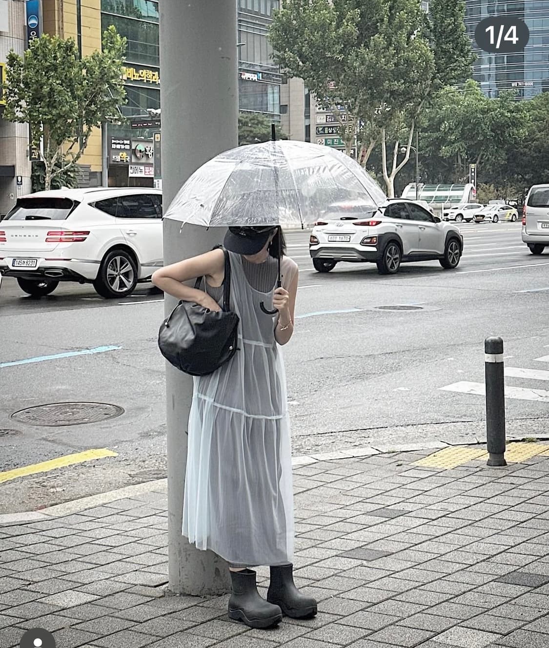 유노이아 Layered Mesh Tuck Dress  상품이미지1