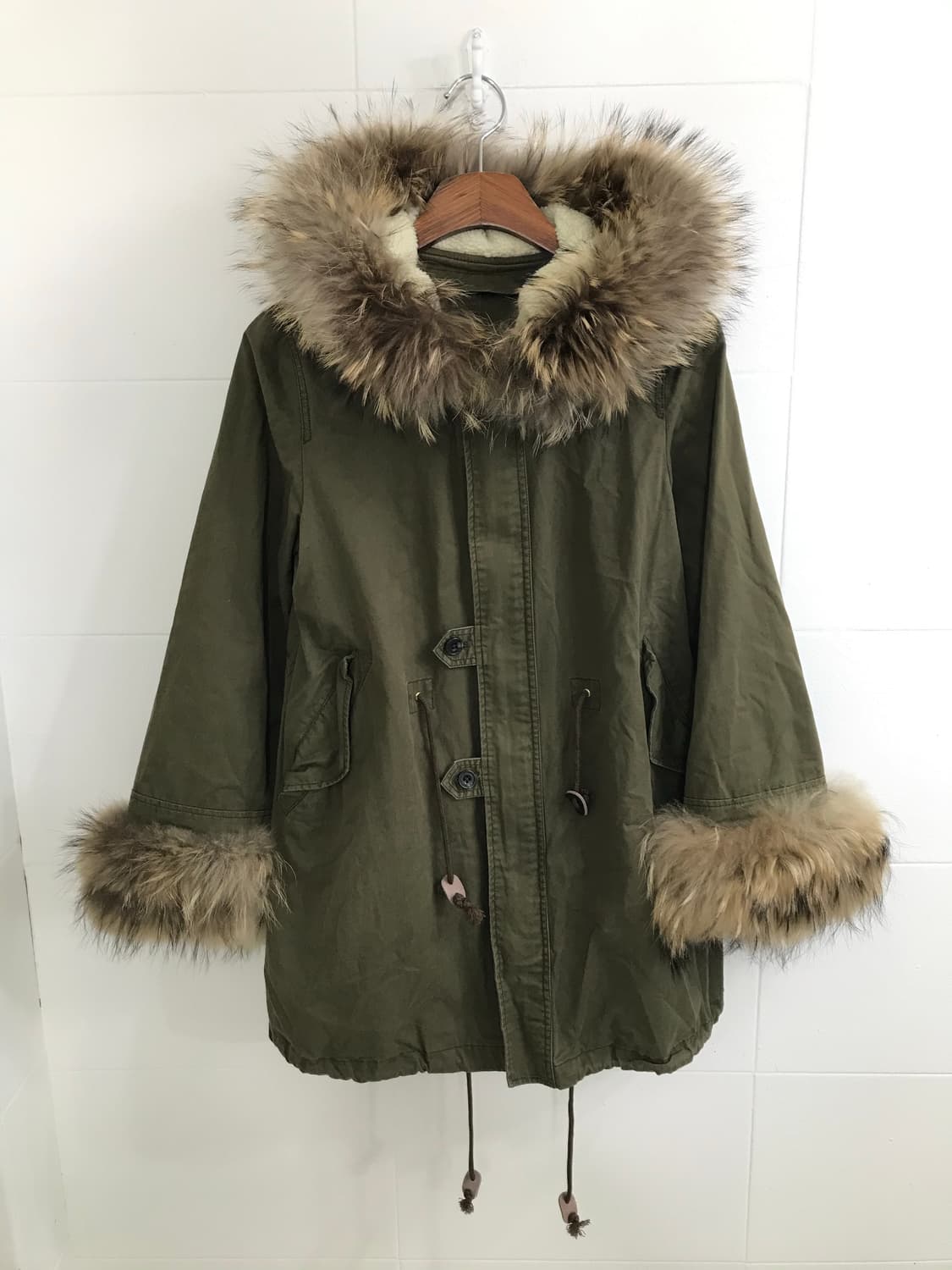 🎄빈티지 크리스마스 트리 A라인 퍼 야상 자켓 상품이미지3