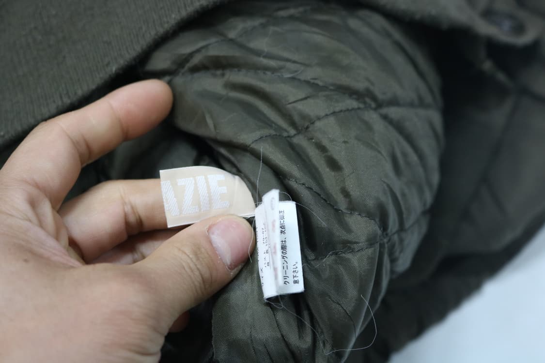 GRAZIA 그라치아 빈티지 카키 후드 셔링 패딩 자켓 (M) 상품이미지10