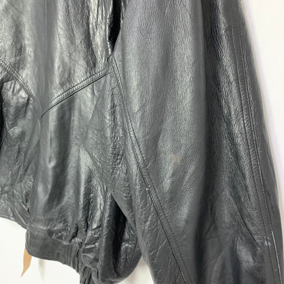 빈티지 블랙 양가죽 리얼레더 봄버 자켓 52사이즈 남녀공용 빈티지 상품이미지9