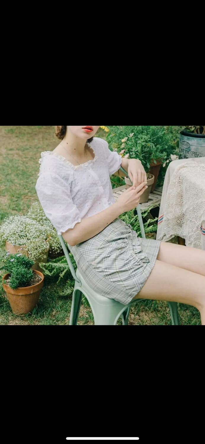 마가린핑거스 셔링 체크스커트 민트 상품이미지2