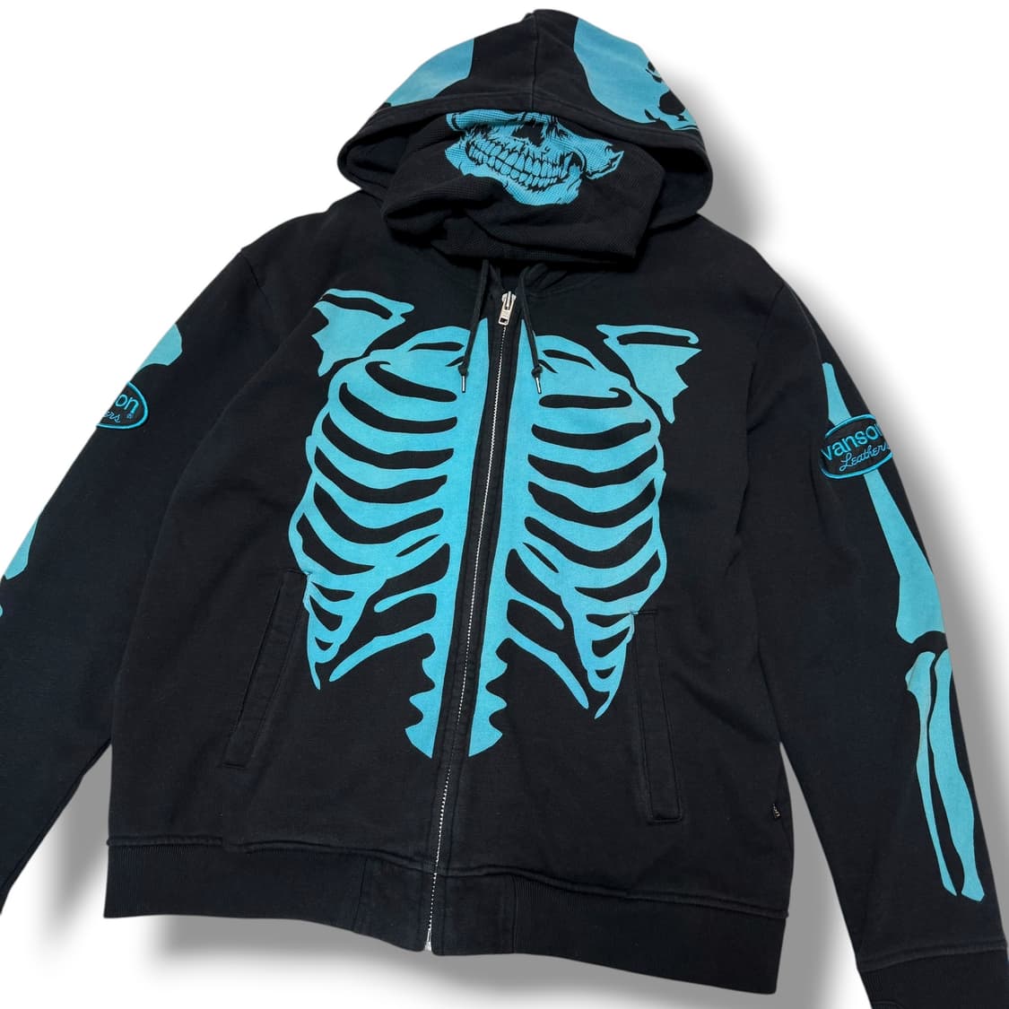 밴슨 레더 블랙 민트 워머 본 스켈레톤 후드집업 상품이미지3