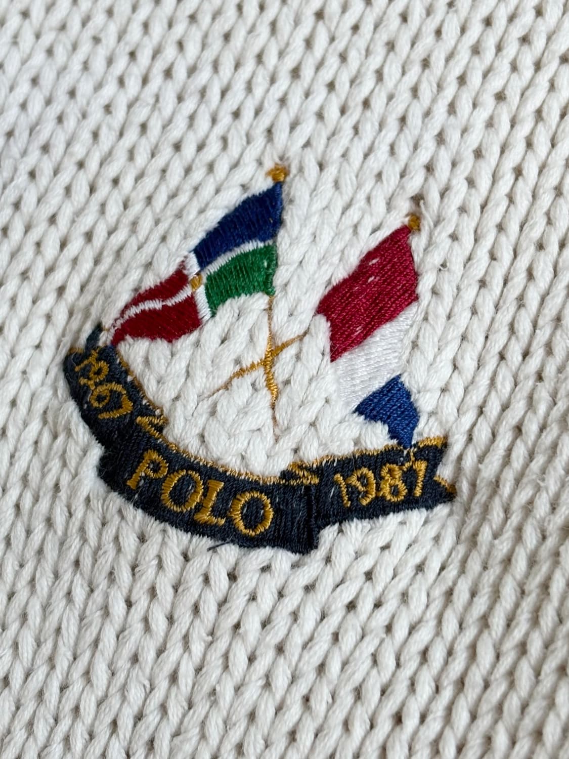 Polo 폴로 랄프로렌 90‘s 골프로고 코튼 아이보리컬러 후드 니트  상품이미지3