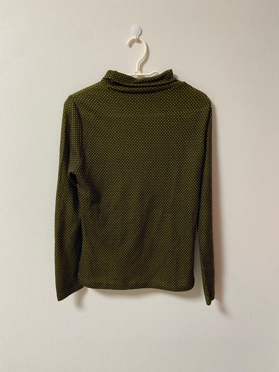 일본 빈티지 모리걸 녹색 도트무늬 목폴라  상품이미지4