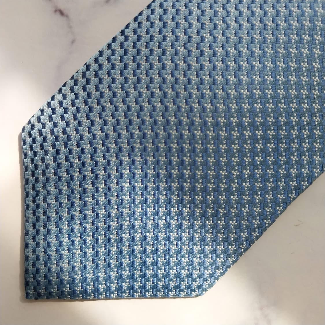 에스.티. 듀퐁 실크 블루 패턴 넥타이 8cm A등급 K2321 상품이미지7