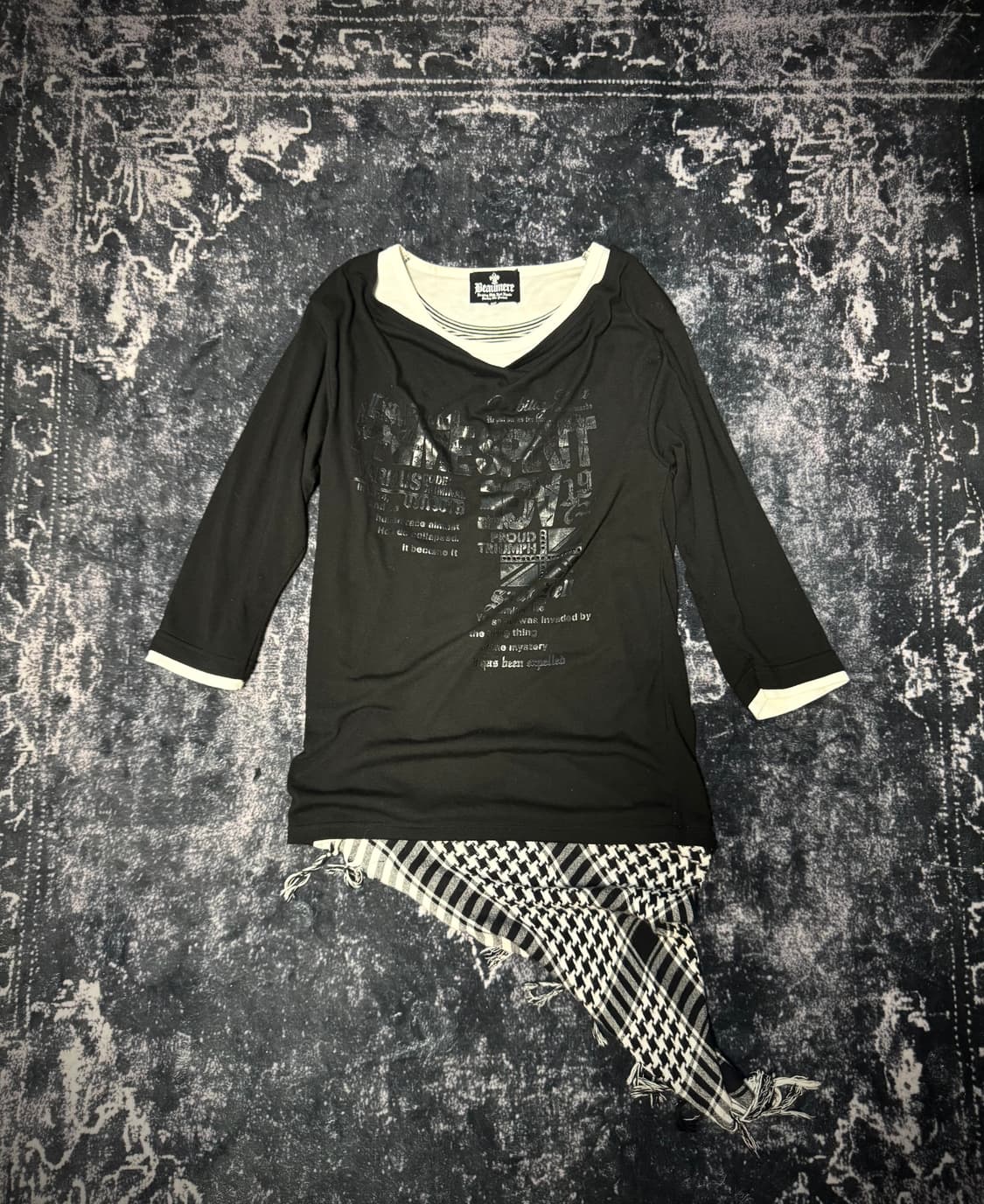 Beamere scarf layered drape top 상품이미지1