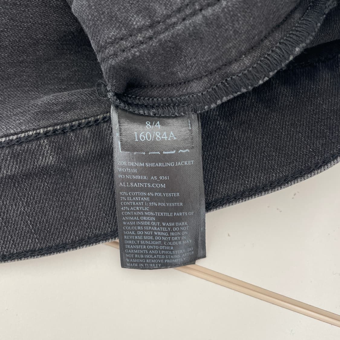 올세인츠 블랙 데님 트러커 청자켓 털 탈부착 상품이미지9