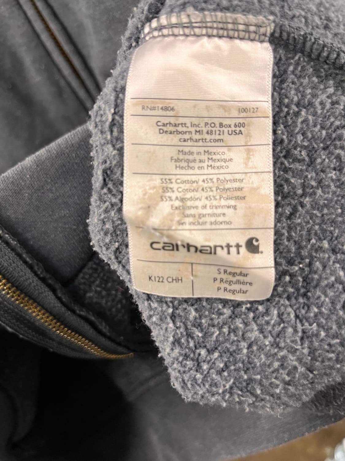 칼하트 K122 기모 후드집업 S 상품이미지5