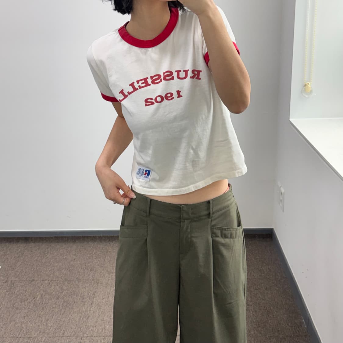 Russell 러셀 아이보리 레드 링거 반팔  상품이미지2