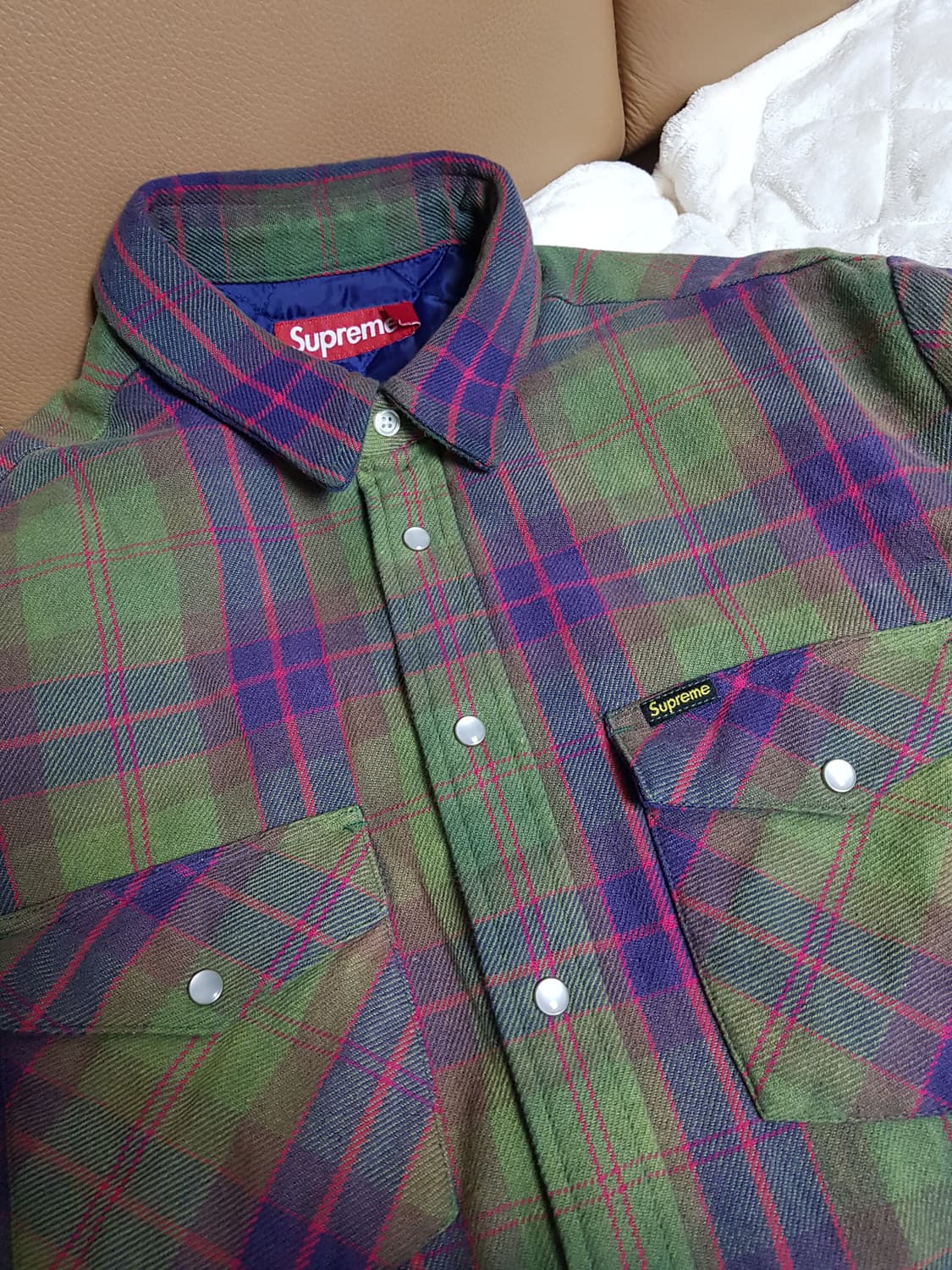 슈프림 퀼티드 플란넬 셔츠 자켓 그린 24SS 상품이미지4