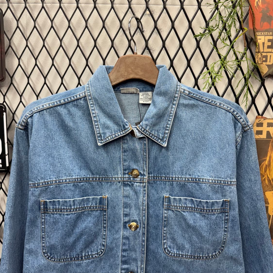 90s USA VINTAGE 데님 초어 코트 전면 4포켓 디테일 연청 상품이미지3