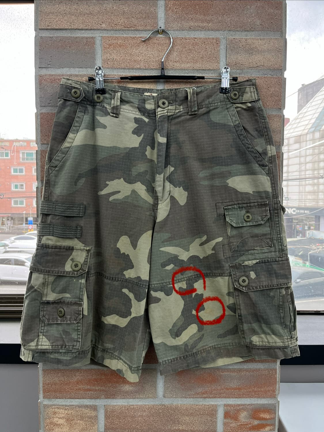 빈티지 카모플라주 카고 하프 팬츠 상품이미지7