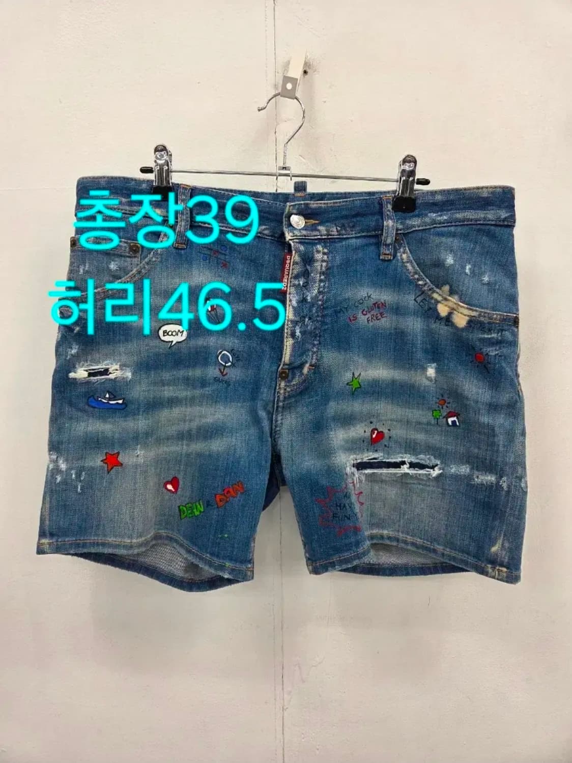 50사이즈 디스퀘어드2 낙서 프린팅 데님 반바지 상품이미지2