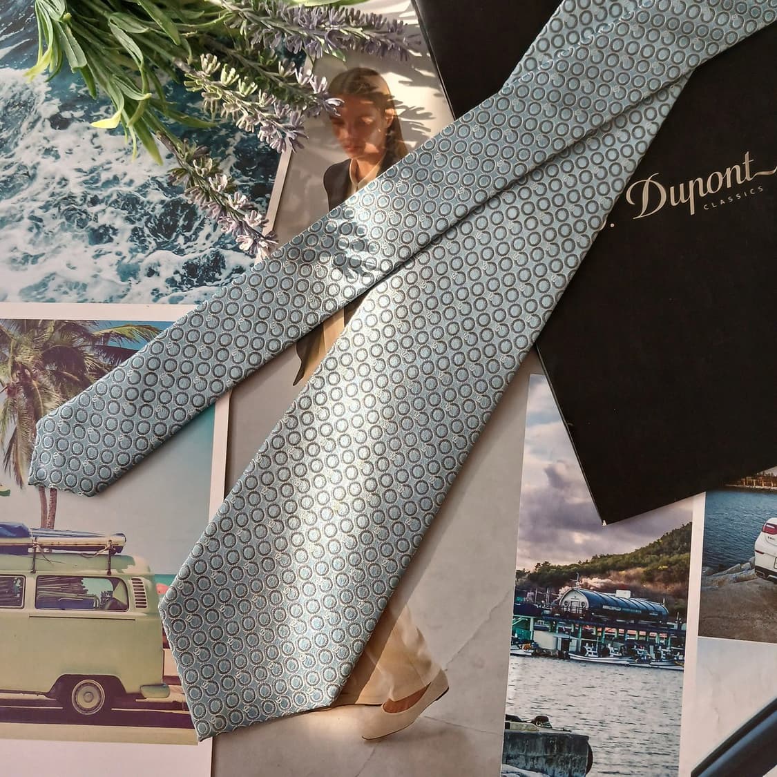 듀퐁 실크 스카이블루 서클 패턴 넥타이 8.5cm B등급 A18973 상품이미지2