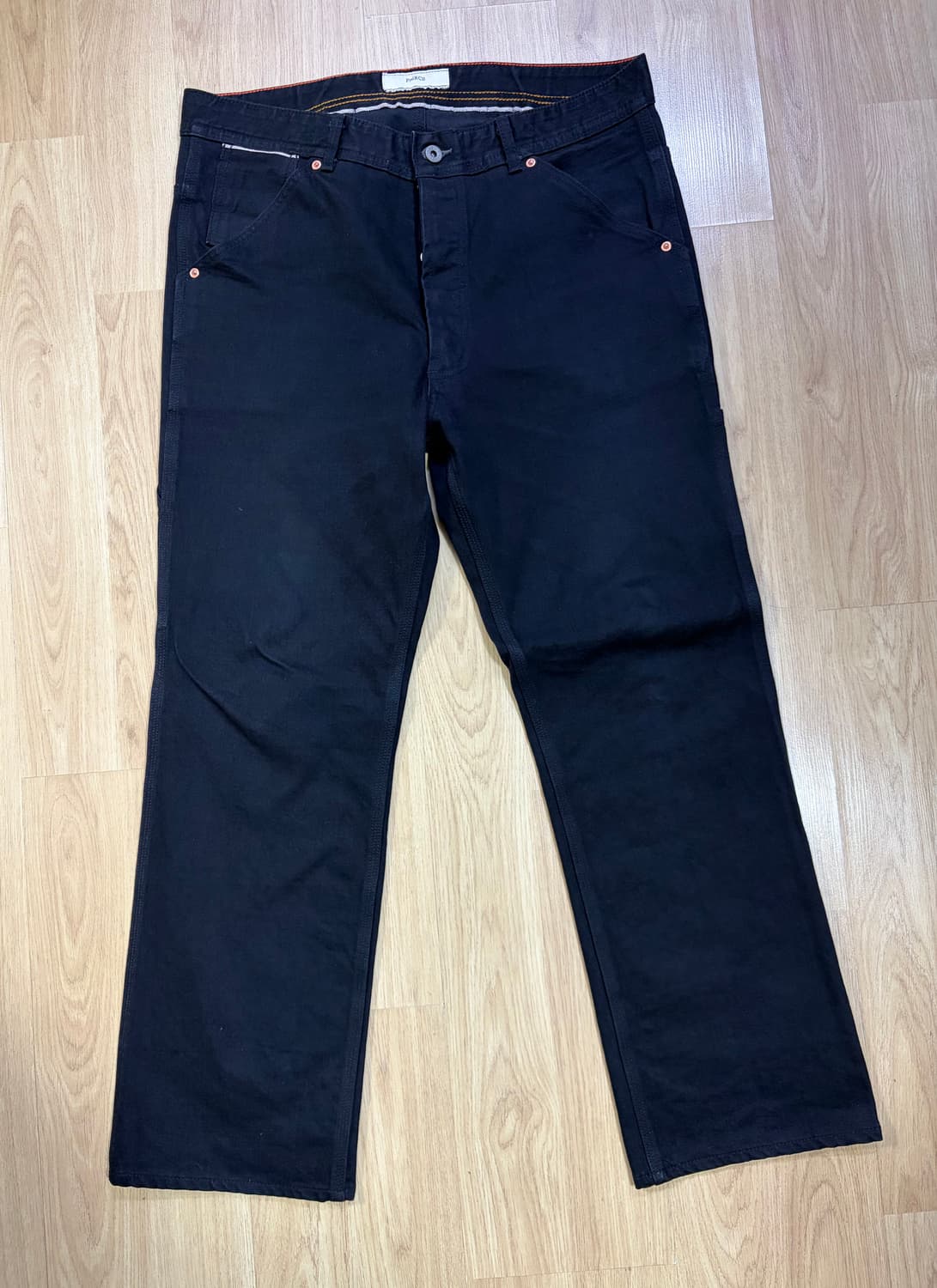 [L] 블랙아웃 피어스 컬러러 셀비지 워크팬츠 블랙 상품이미지1